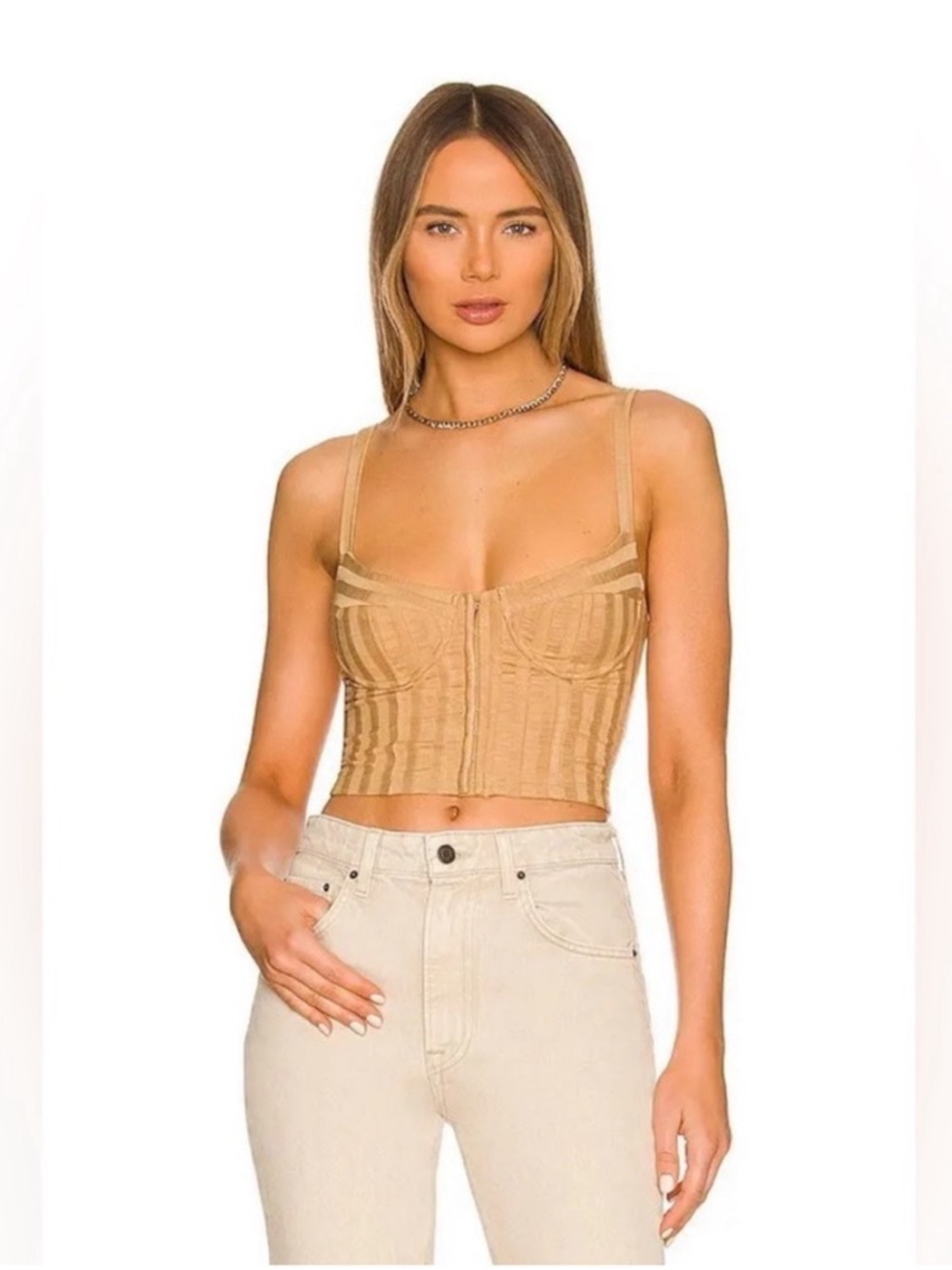 Jonathan Simkhai Beige Corset-Style Crop Top